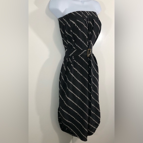 BCBGMaxAzria Black Silk Strapless Midi Jumpsuit. Sz S - Picture 5 of 16